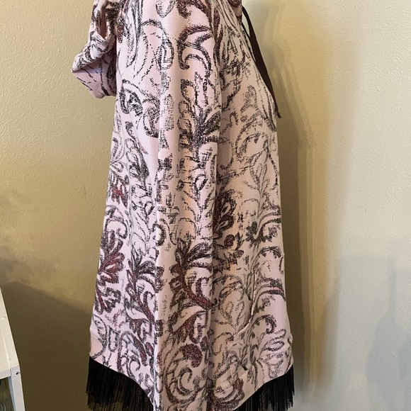 LOGO Lounge by Lori Goldstein Zip front hoodie with chiffon trim, size Medium. - Picture 7 of 11